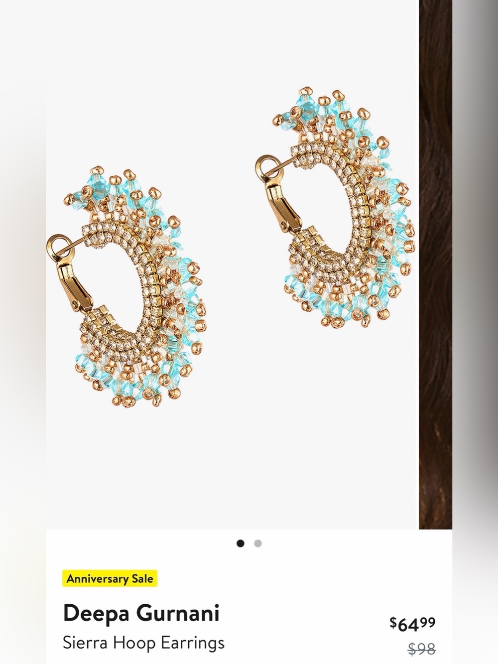Deepa Gurnani blue and gold Sierra Hoop Earrings